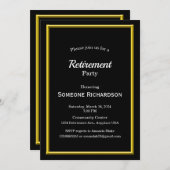 退職パーティー金ゴールドフレーム黒 招待状 (正面/裏面)