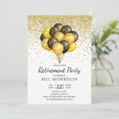 退職パーティー金ゴールドブラックオンホワイト招待状 招待状 (スタンド正面)