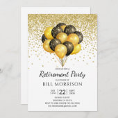 退職パーティー金ゴールドブラックオンホワイト招待状 招待状 (正面/裏面)