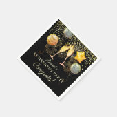 退職パーティー金ゴールドブラック紙吹雪シャンパン スタンダードカクテルナプキン (角)
