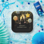 退職パーティー金ゴールドブラック紙吹雪シャンパン ペーパープレート (パーティー)