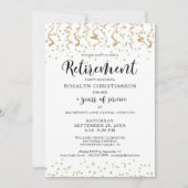 退職パーティー金ゴールド紙吹雪ストリーマースクリプト 招待状 (正面)