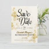 退職パーティー金ゴールド紙吹雪保存日 招待状 (スタンド正面)