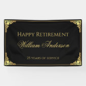 退職パーティー黒金ゴールドヴィンテージスクリプエレガントト 横断幕 (横)