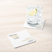 退職パーティー30年応援とビールミニマル スクエアペーパーコースター (インサイチュ)