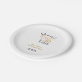 退職パーティー30年応援とビールミニマル ペーパープレート (アングル)