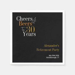 退職パーティー30年応援とビール スタンダードカクテルナプキン