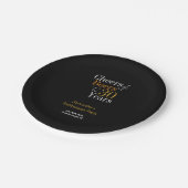 退職パーティー30年応援とビール ペーパープレート (アングル)