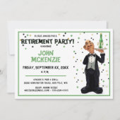 退職パーティー-おもしろいウェイター 招待状 (正面)