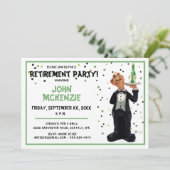 退職パーティー-おもしろいウェイター 招待状 (スタンド正面)