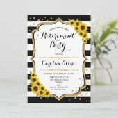 退職パーティー – ひまわり白黒ストライプ数 招待状 (スタンド正面)