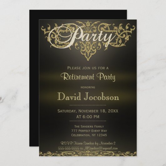 退職パーティー |エレガモダンンス 招待状 (正面/裏面)