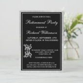 退職パーティー エレガント ブラック シルバー 招待状 (スタンド正面)