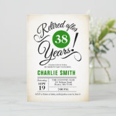 退職パーティー – グリーン白黒 招待状 (スタンド正面)