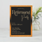 退職パーティー ゴールドグリッター オレンジ 招待状 (スタンド正面)