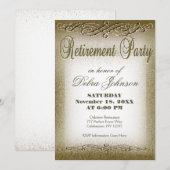 退職パーティー | ゴールド シマー 招待状 (正面/裏面)