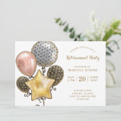 退職パーティー ゴールド ローズゴールド 風船 招待状 (スタンド正面)