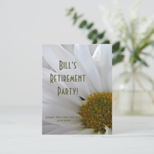 退職パーティー-デイジー+ユーモア引用文 招待状 (スタンド正面)