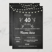 退職パーティー　ナチュラル　引退　黒板　招待状 招待状 (正面/裏面)