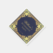 退職パーティー ネイビーブルーとゴールド エレガントスクリプト スタンダードカクテルナプキン (角)