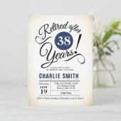 退職パーティー – ネイビーブルー白黒 招待状 (スタンド正面)