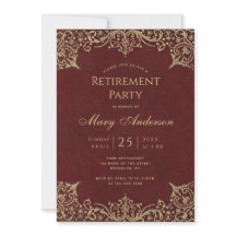 退職パーティー バーガンディ ゴールド ヴィンテージ エレガント