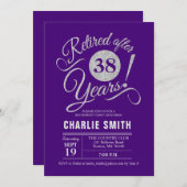 退職パーティー – パープルシルバー 招待状 (正面/裏面)