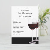 退職パーティー モダン ブラック＆ホワイト ワインボトル 招待状 (スタンド正面)