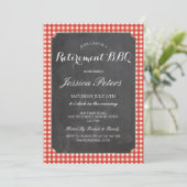 退職パーティー·レッド·チェック·チ素朴ョークBBQ 招待状 (スタンド正面)