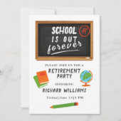 退職パーティー 学校の先生 黒板 招待状 (正面)