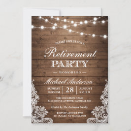 退職パーティー |木製素朴のストリングライトレース 招待状
