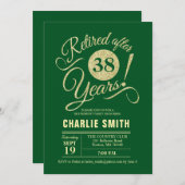 退職パーティー – 濃い緑の金ゴールド 招待状 (正面/裏面)