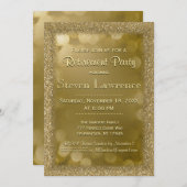 退職パーティー | 現代ゴールド ボケ グリッター 招待状 (正面/裏面)