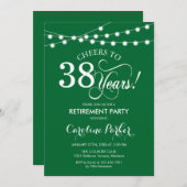 退職パーティー – 緑（白） 招待状 (正面/裏面)