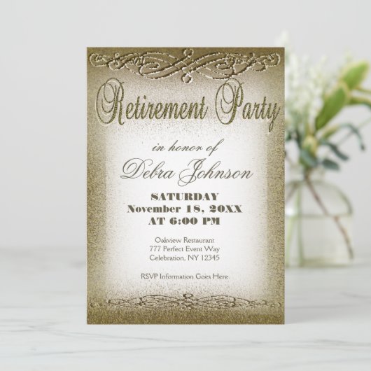 退職パーティー |金ゴールドきらめく 招待状 (スタンド正面)