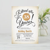 退職パーティー-金ゴールドホワイトレトロ 招待状 (スタンド正面)