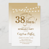 退職パーティー-金ゴールド白 招待状 (正面/裏面)