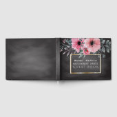 退職パーティー | 黒板ピンクエレガントフローラ ゲストブック (全面)