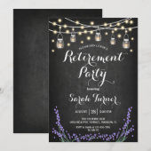 退職パーティー - 黒板 ラベンダー, ライト 招待状 (正面/裏面)