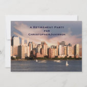退職パーティー、NYCマンハッタンスカイライン、名称、 招待状 (正面)