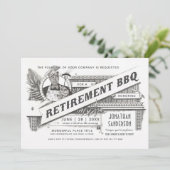 退職パーティーBBQ招待状|最高のヴィンテージ 招待状 (スタンド正面)