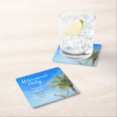 退職ビーチテーマパーティーフレンドフードおもしろい スクエアペーパーコースター (インサイチュ)