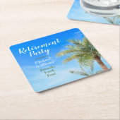 退職ビーチテーマパーティーフレンドフードおもしろい スクエアペーパーコースター (アングル)