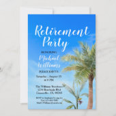 退職ビーチテーマパーティーフレンドフードおもしろい 招待状 (正面)