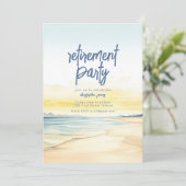 退職ビーチテーマ招待状テンプレート 招待状 (スタンド正面)
