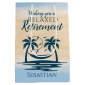 退職ビーチハンモックリラックス ミディアムペーパーバッグ (裏面)