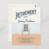 退職ビーチ椅子はがき招待状 ポストカード (正面/裏面)