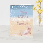 退職ビーチ沿岸貝殻 カード (黄色い花)