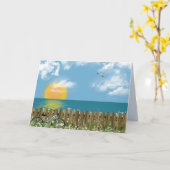 退職ビーチ自転車Bt海 カード (黄色い花)