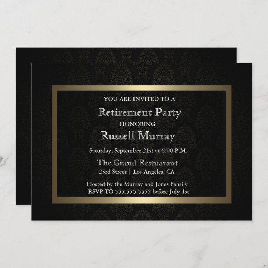 退職フォーマルパーティの招待状 招待状 (正面/裏面)